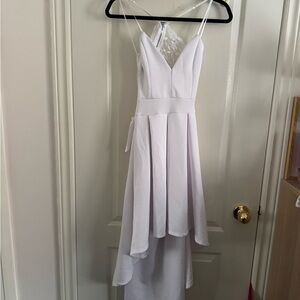 Revamped White High Low Dress with Lace